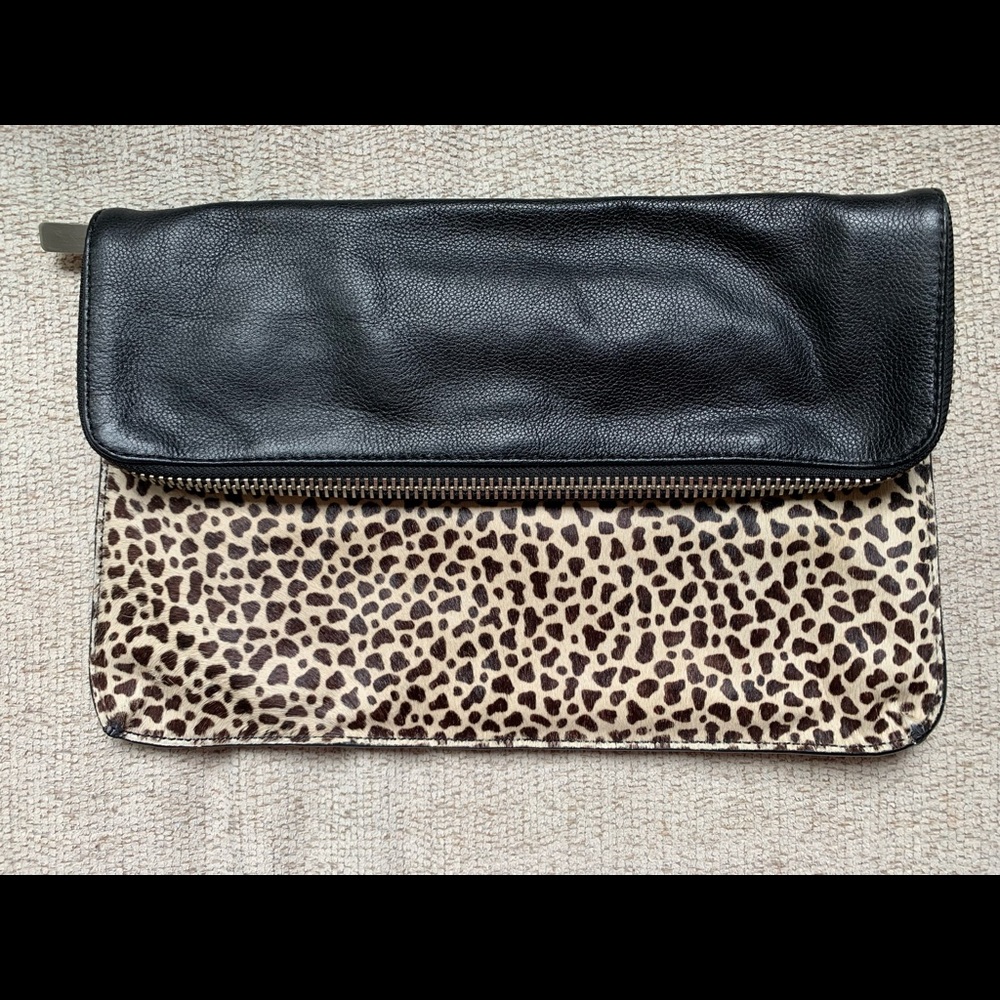 Australian Zoe Witter Original Design Clutch Calf Hair Leather Leopard Purse